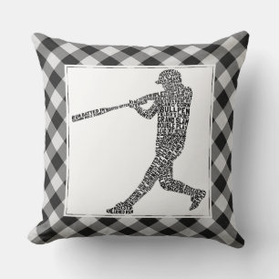 Coussin Baseball Softball Player Word Art