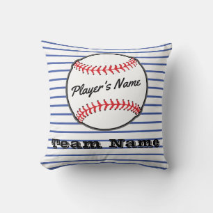 Coussin Baseball sur Bleu Bande Nom Sports Garçons Salle T