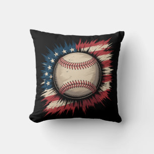 Coussin Baseball USA Drapeau Américain Patriotique Sport V