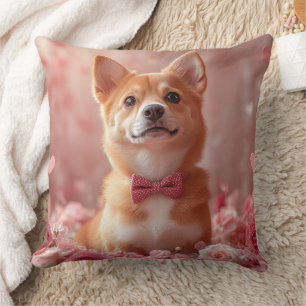 Coussin Basenji avec Rose - Saint Valentin