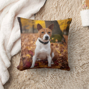 Coussin Basenji en automne Feuilles automne Inspiration