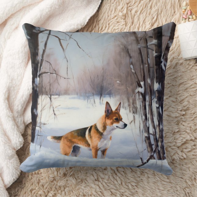 Coussin Basenji Laissez Tomber la Neige Noël (Couverture)