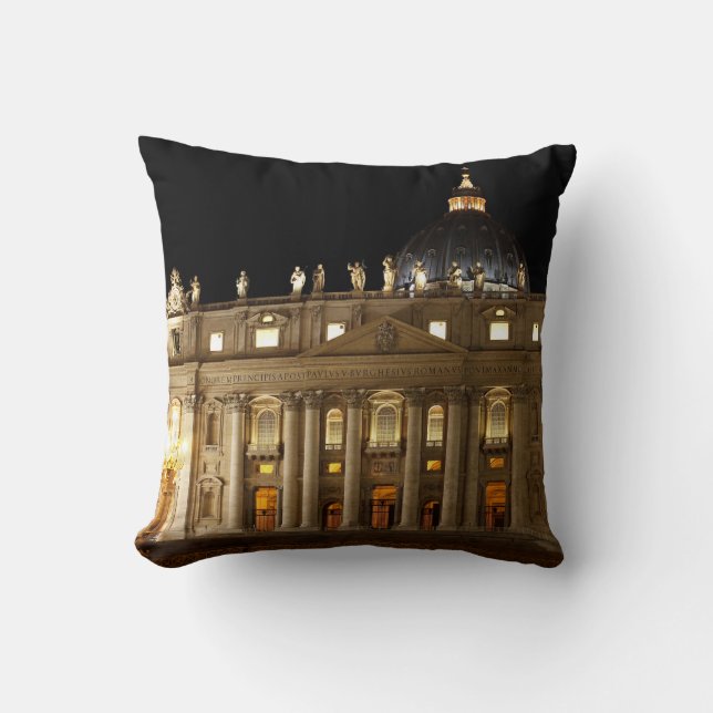 Coussin Basilique de Ville du Vatican la nuit (Recto)