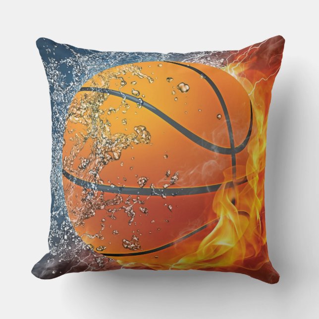 Coussin Basket-ball à flammes (Recto)