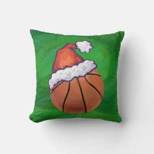 Coussin Basket-ball de Santa Hat sur Green