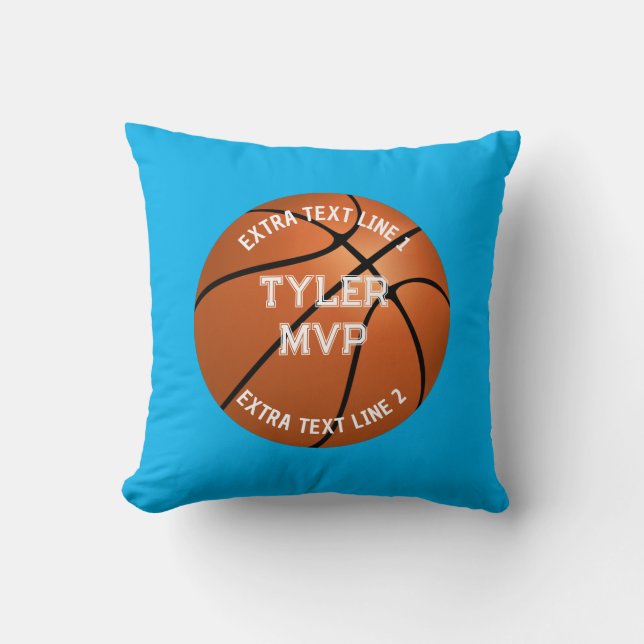 Coussin Basket-ball, Nom de l'enfant, MVP/Numéro, 2 lignes (Recto)