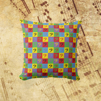 Coussin Bass Clef Music Pop Art Motif coloré