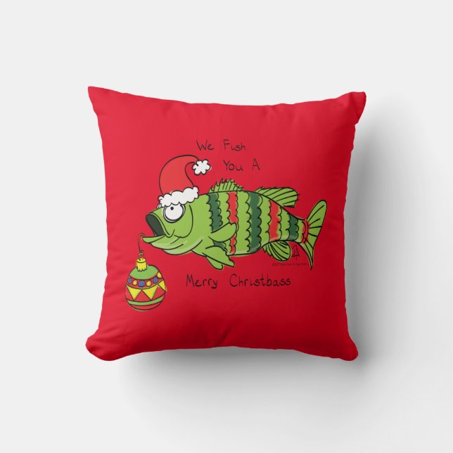 Coussin Basse de Noël amusant Pêche Poisson Cute Cartoon (Recto)