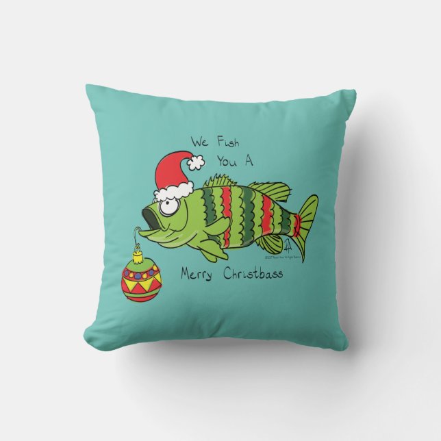 Coussin Basse de Noël amusant Pêche Poisson Cute Cartoon (Recto)