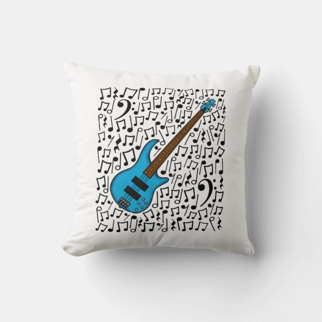 Coussin Basse Guitare Notes musicales Baid Musicien (Recto)
