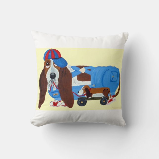 Coussin Basset Hound avec jouet à tirer  (Recto)