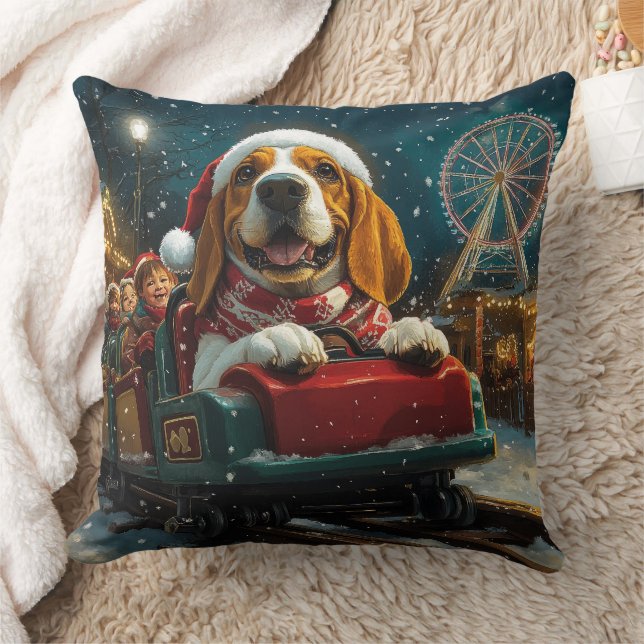 Coussin Basset Hound Dog Roller Dessous de verre Noël (Couverture)