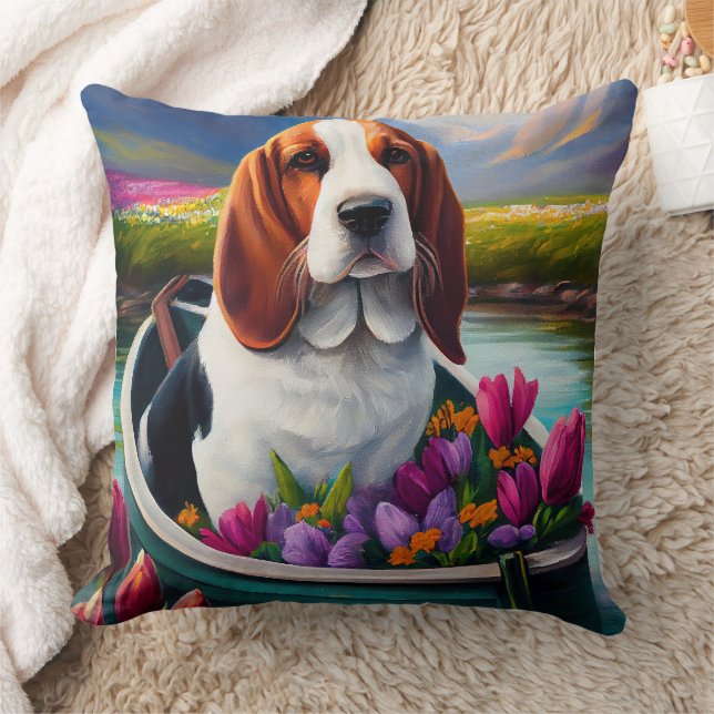 Coussin Basset Hound Dog sur une pagaie : une aventure Pit (Couverture)
