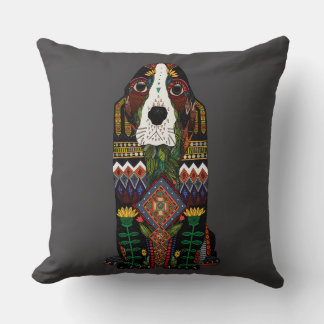 Coussin Basset Hound love pewter