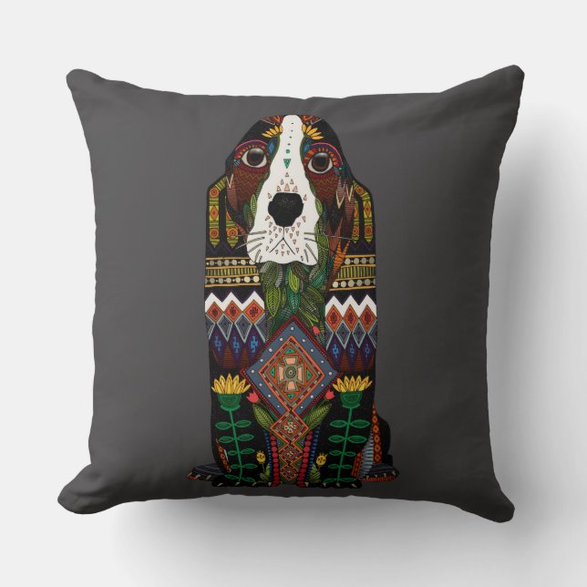 Coussin Basset Hound love pewter (Recto)