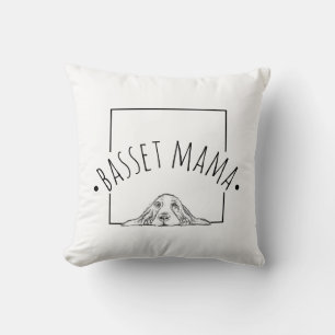 Coussin basset hound mama noir blanc simples yeux de chiot