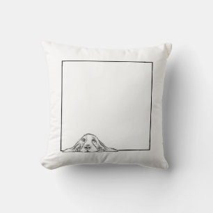 Coussin basset hound noir blanc yeux de chiot simples 