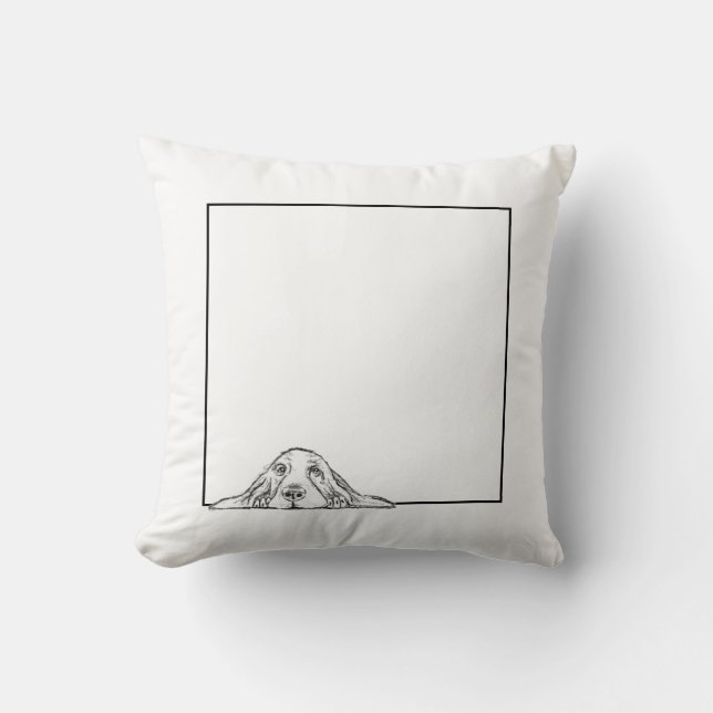 Coussin basset hound noir blanc yeux de chiot simples  (Recto)