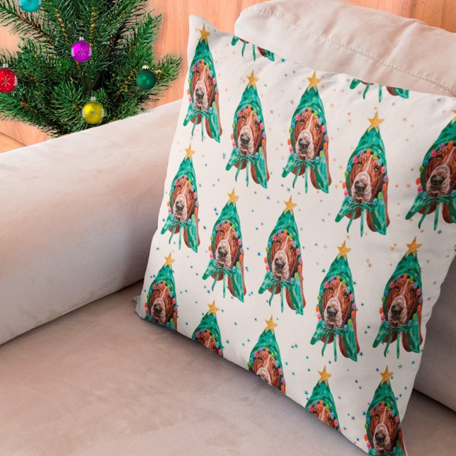 Coussin Basset Hound race Chien Motif Stars Noël (Créateur téléchargé)
