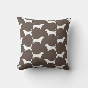 Coussin Basset Hound Silhouettes Motif Mocha Brown