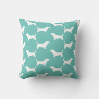 Basset Hound Silhouettes Motif Turquoise et blanc