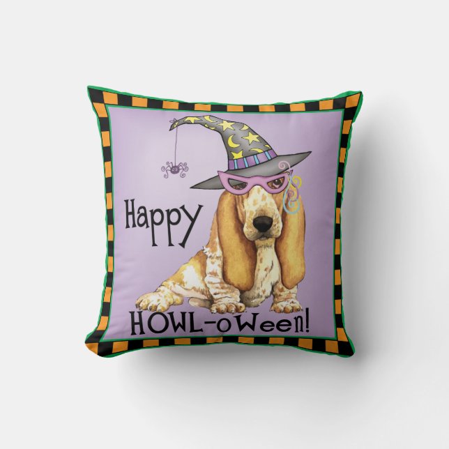 Coussin Basset Hound Witch (Recto)