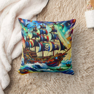 Coussin Bataille de pirates assaut des mers tempétueuses à