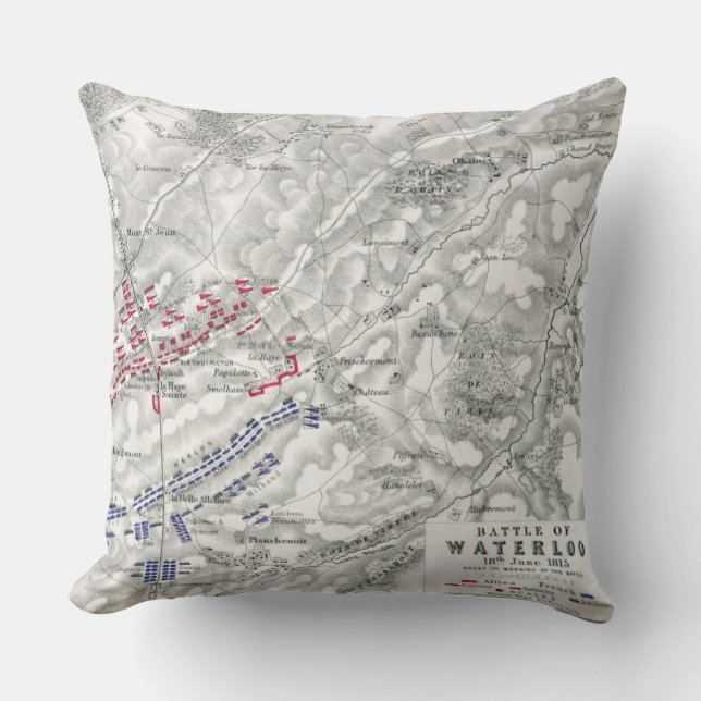 Coussin Bataille de waterloo, le 18 juin 1815, feuille (Recto)