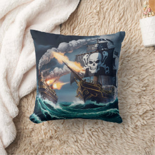 Coussin Bataille entre navire pirate et navire naval en me