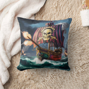 Coussin Batailles effrayantes de navires pirates sur les m