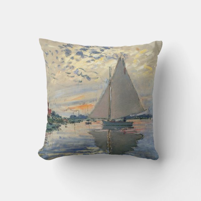 Coussin Bateau à voile de Monet Impressionnisme français A (Recto)