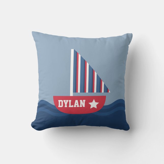 Coussin Bateau à voile mignon Marin pour la chambre d'enfa (Recto)