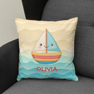 Coussin Bateau à voile nautique coloré mignon