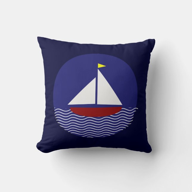 Coussin Bateau à voile nautique Pilote à lancer rouge et b (Recto)