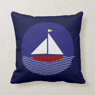 Coussin Bateau à voile nautique Pilote à lancer rouge et b
