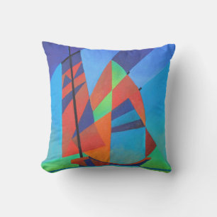 Coussin Bateau Abstrait Art Junk contre Deep Blue Sky