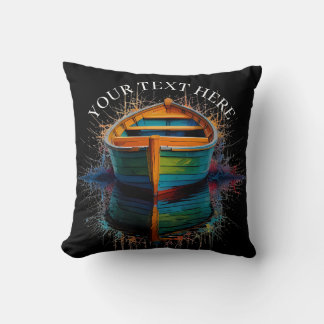 Coussin Bateau avec réflexion sur l'aquarelle d'eau
