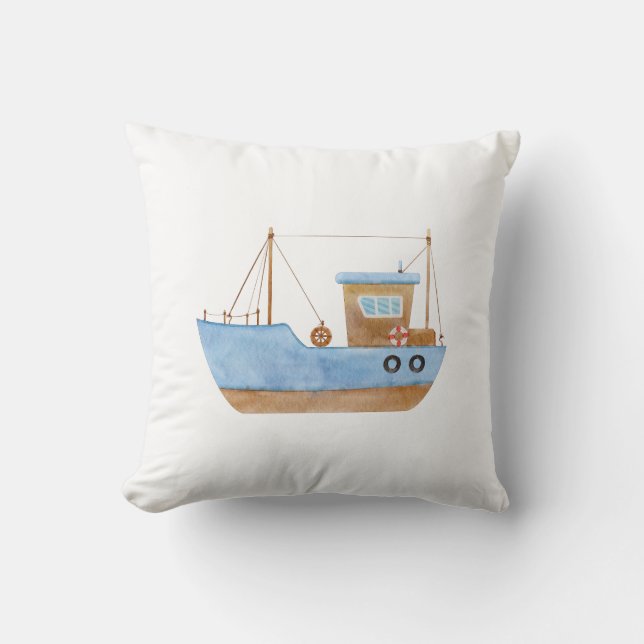 Coussin Bateau bleu (Recto)