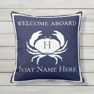 Coussin Bateau bleu de la marine Bleu de la marine blanche