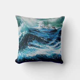 Coussin Bateau dans la mer dans la tempête
