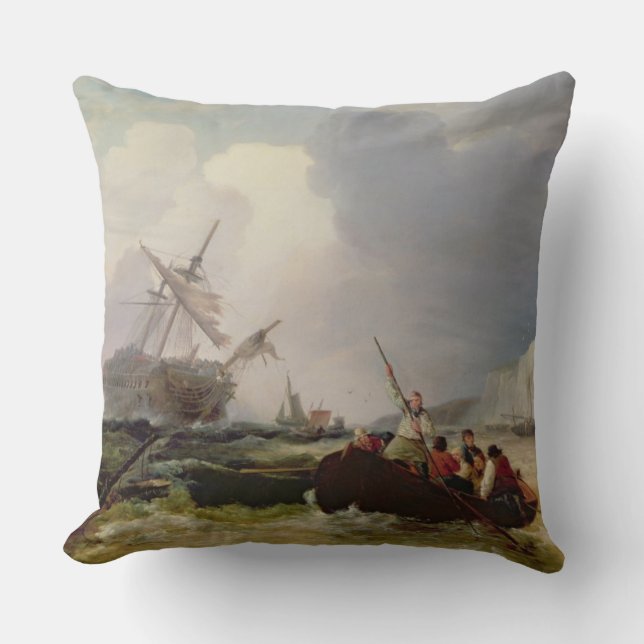 Coussin Bateau d'aviron allant à l'aide d'une guerre (Recto)