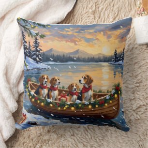 Coussin Bateau de Noël Beagle Fêtes