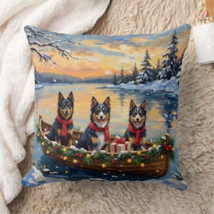 Coussin Bateau de Noël de Finnish Lapphund pour les Fêtes