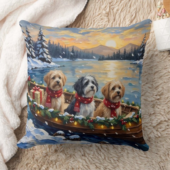 Coussin Bateau de Noël Lhasa Apso Vacances (Couverture)