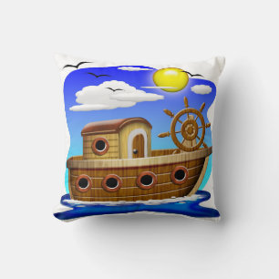 Coussin Bateau de pêche dessin animé