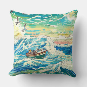 Coussin Bateau de pêche en mer