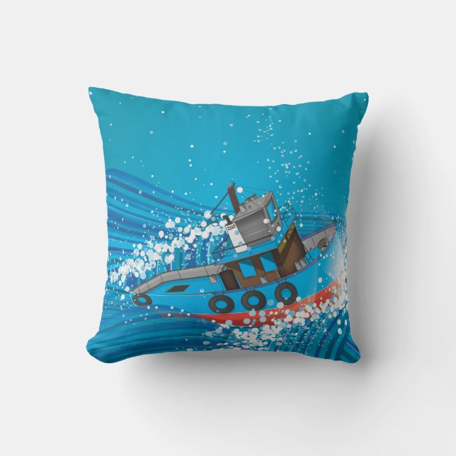 Coussin Bateau de pêche Stormy (Recto)