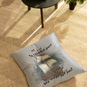 Coussin Bateau Dessiné À La Main Dans La Vague Bow Sur L'A