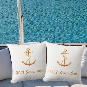 Coussin Bateau en or blanc nom d'ancre du bateau côtier