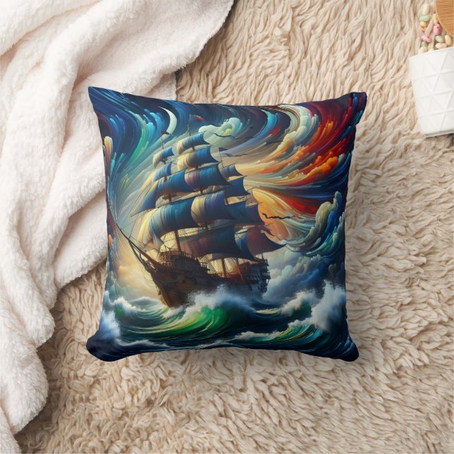 Coussin Bateau Majestic Pirate Naviguer Mer Stormy (Couverture)